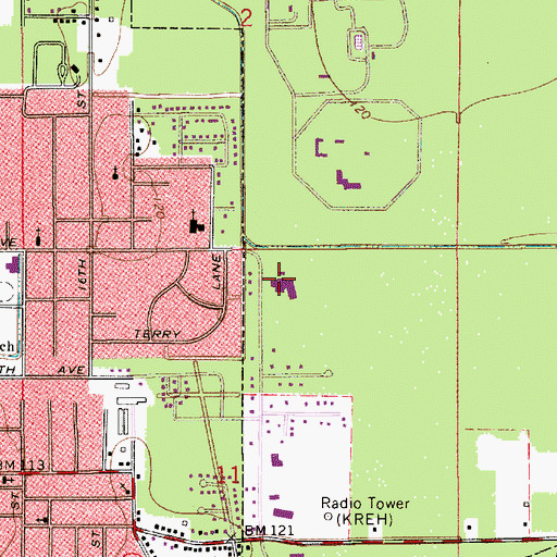 Topographic Map of Oakdale Community Hospital, LA