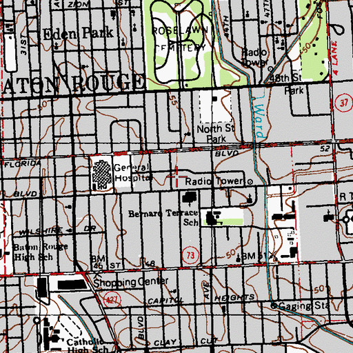 Topographic Map of Acadian Nursing and Rehabilitation Center, LA