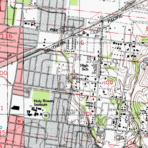 Topographic Map of Amelia Manor Nursing Home, LA