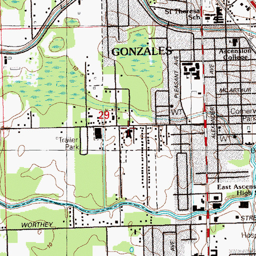 Topographic Map of Ascension Care Center, LA