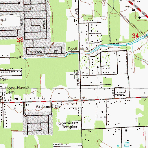 Topographic Map of Azalea Estates of Gonzales, LA