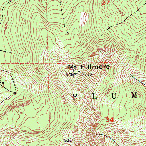 Topographic Map of Mount Fillmore, CA