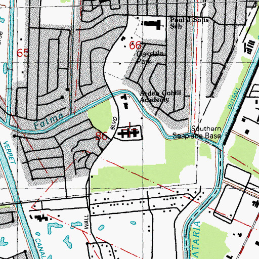 Topographic Map of Bayside Healthcare Center, LA