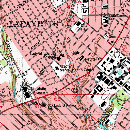Topographic Map of Bethany Health Care Center, LA