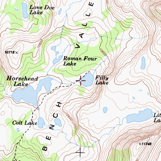 Topographic Map of Filly Lake, CA