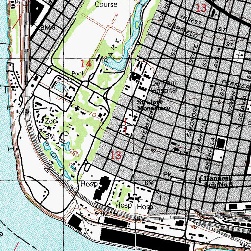 Topographic Map of John J Hainkel Jr Home and Rehabilitation Center, LA