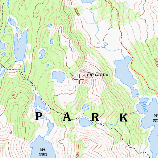 Topographic Map of Fin Dome, CA