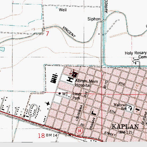 Topographic Map of Kaplan Healthcare Center, LA