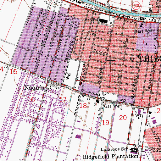 Topographic Map of Lafourche Home for the Aged and Infirm, LA