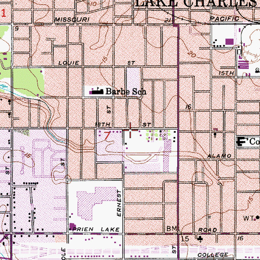 Topographic Map of Lake Charles Care Center, LA