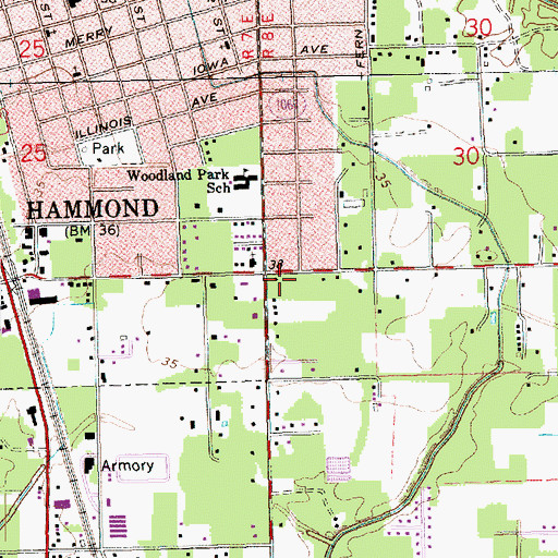 Topographic Map of Live Oak Village Adult Care Facility, LA