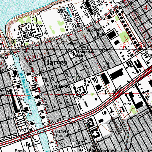 Topographic Map of Maison De Ville Nursing Home of Harvey, LA
