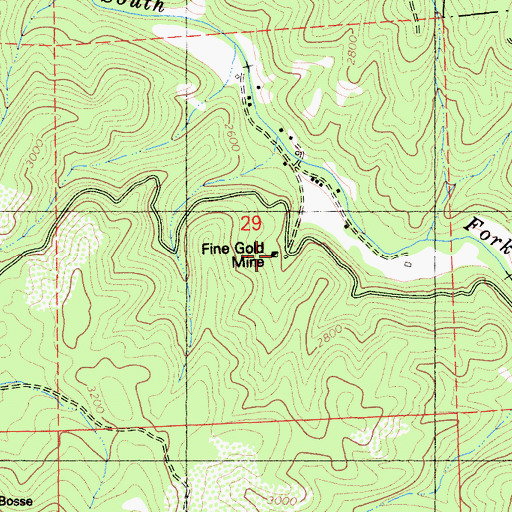 Topographic Map of Fine Gold Mine, CA