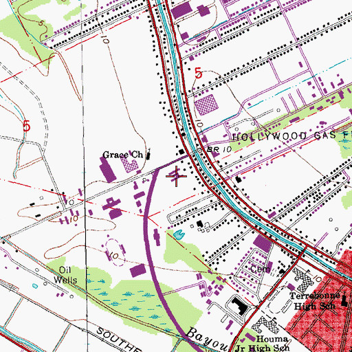 Topographic Map of Maison De Ville Nursing Home of Houma, LA