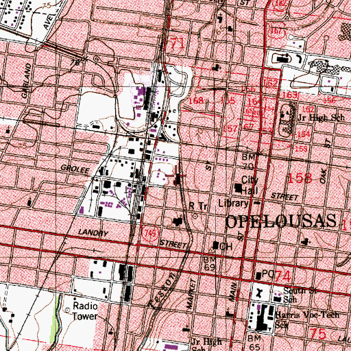 Topographic Map of Maison Deville Nursing Home of Opelousas, LA