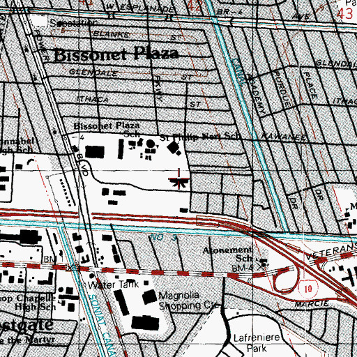 Topographic Map of Metairie Health Care Center, LA