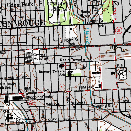 Topographic Map of Oaks of Mid City Nursing and Rehabilitation Center, LA