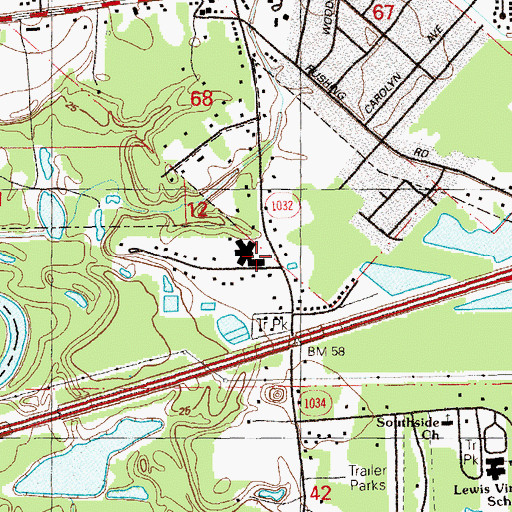 Topographic Map of Pines Estates Adult Care Facility, LA
