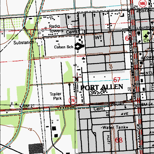 Topographic Map of Port Allen Care Center, LA