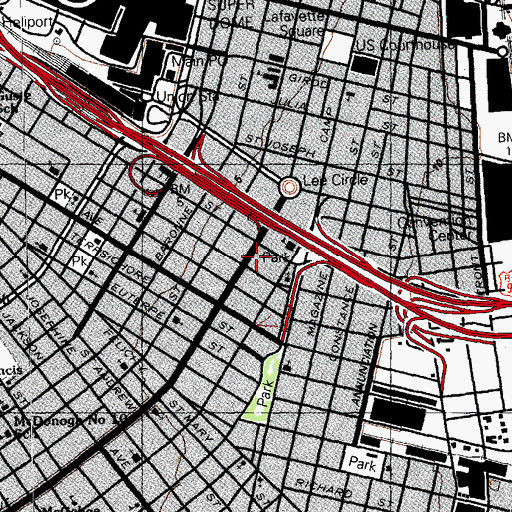 Topographic Map of Pratt - Stanton Manor Adult Care Facility, LA