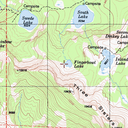Topographic Map of Fingerbowl Lake, CA