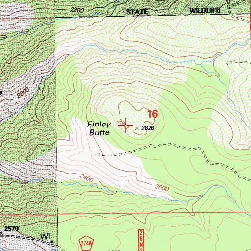 Topographic Map of Finley Butte, CA