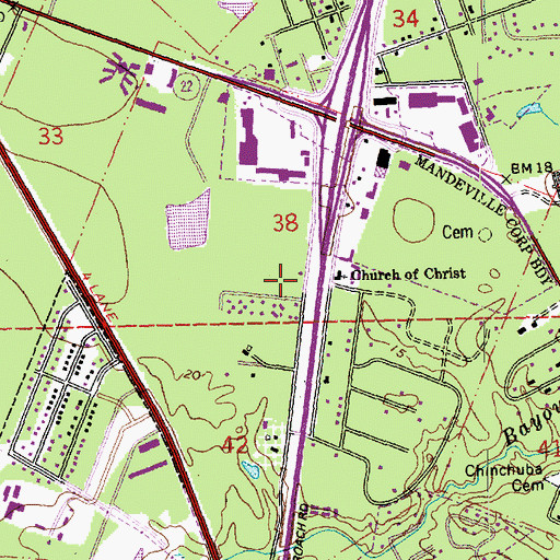 Topographic Map of Southerland Place Adult Care Facility, LA