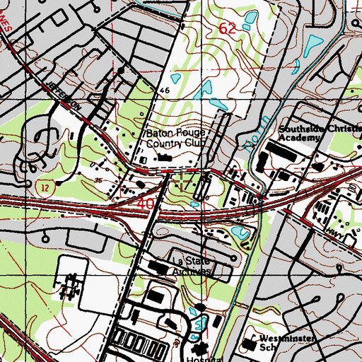 Topographic Map of Sunrise Assisted Living of Baton Rouge, LA