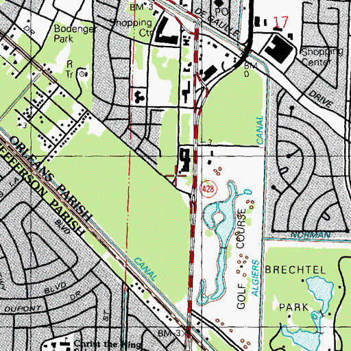 Topographic Map of The Azaleas Assisted Living At Woldenberg Village, LA