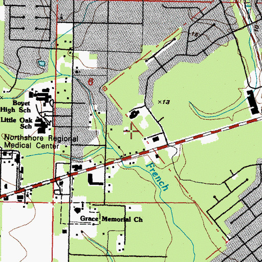 Topographic Map of The Live Oak Village of Slidell Adult Care Facility, LA