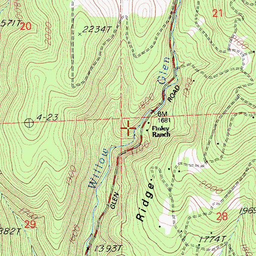 Topographic Map of Finley Ranch, CA