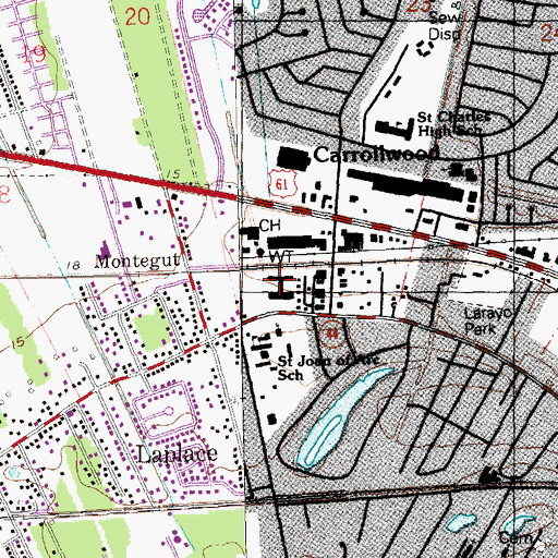 Topographic Map of Twin Oaks Nursing Home, LA