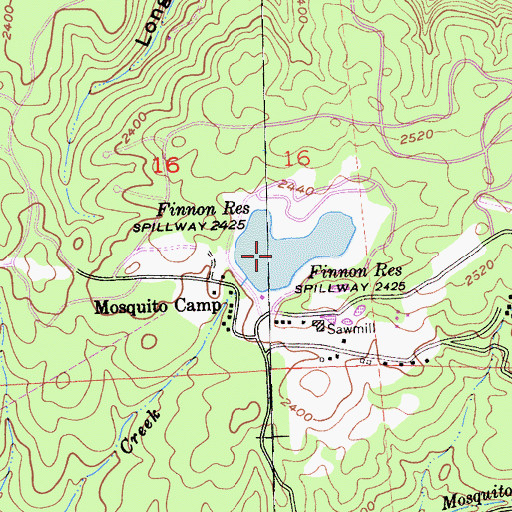 Topographic Map of Finnon Reservoir, CA
