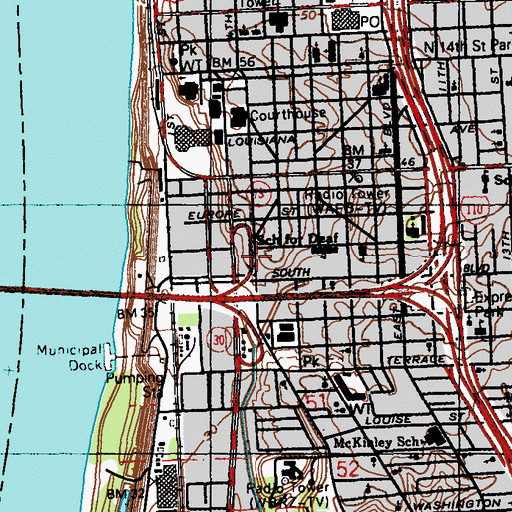Topographic Map of Women's Community Rehabilitation Center, LA