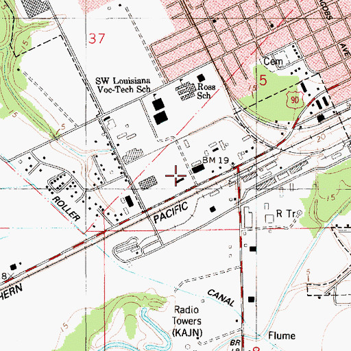 Topographic Map of Crowley Mental Health Center, LA
