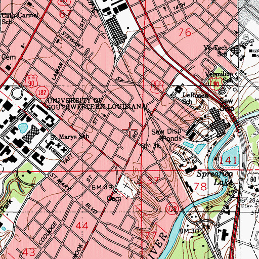 Topographic Map of Lafayette Outpatient Clinic, LA