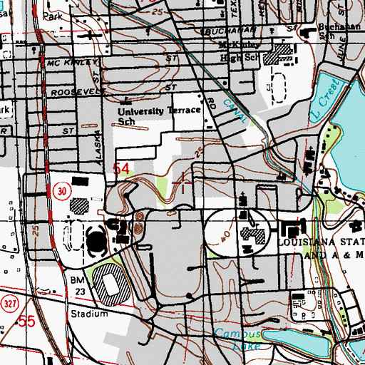 Topographic Map of Louisiana State University Student Health Center, LA