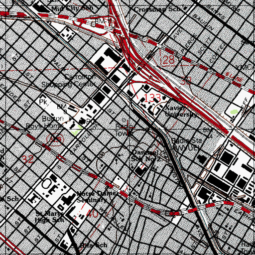 Topographic Map of Mandeville Detiege Health Clinic, LA
