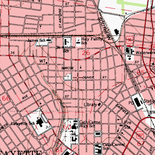 Topographic Map of Saint Bernadett's Clinic, LA