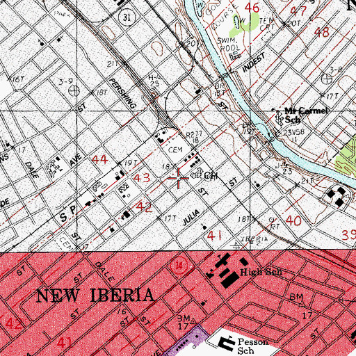 Topographic Map of Iberia Parish Health Unit, LA