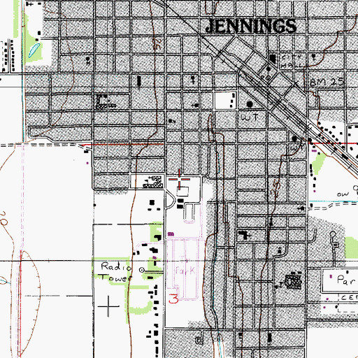 Topographic Map of Jefferson Davis Parish Health Unit, LA
