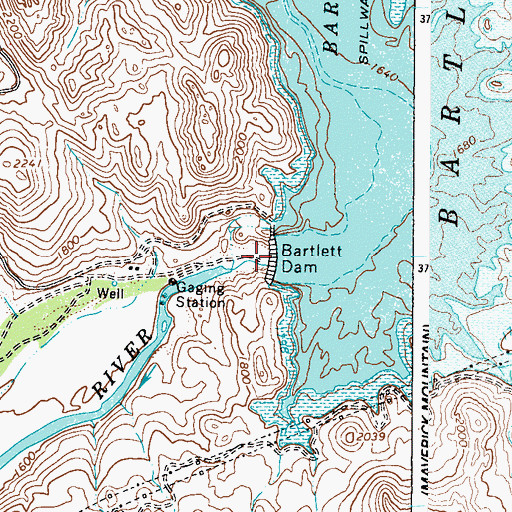 Topographic Map of Bartlett Dam, AZ
