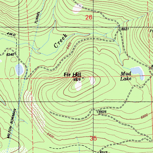 Topographic Map of Fir Hill, CA