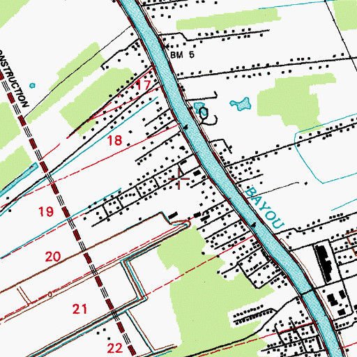 Topographic Map of Lafourche Parish Health Unit Cut Off Office, LA