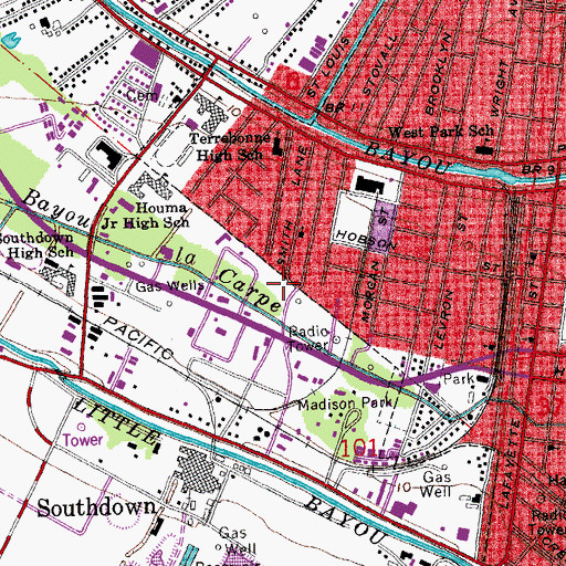 Topographic Map of Terrebonne Parish Health Unit, LA