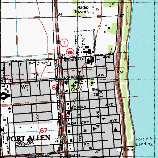 Topographic Map of West Baton Rouge Parish Health Unit, LA