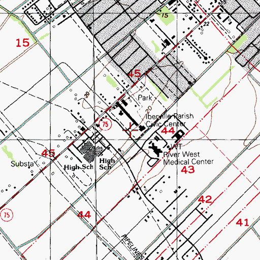 Topographic Map of Iberville Parish Health Unit, LA