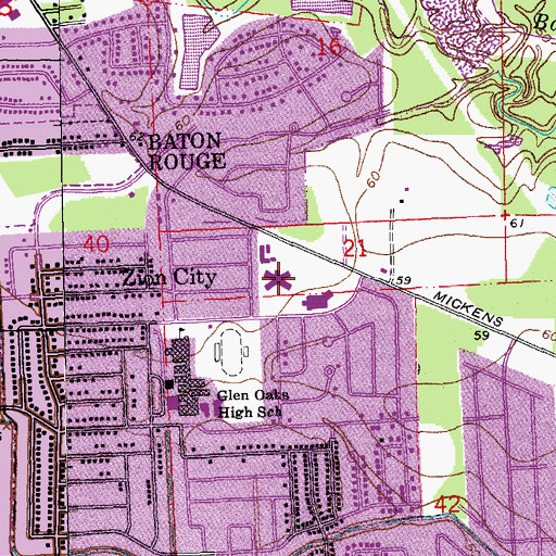 Topographic Map of Bethesda Rehabilitation Hospital, LA
