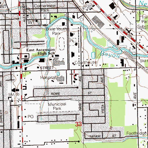 Topographic Map of Ascension Parish Mental Health and Addictive Disorders Clinic, LA