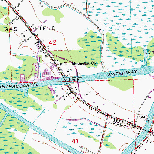 Topographic Map of Bayou Blue Bridge, LA